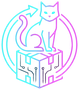 Pawtomation logo — neon cat on a crate
